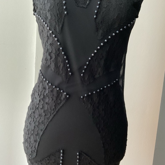 ZARA | Black Beaded Low Scoop Back Dress Sz M - Picture 3 of 5